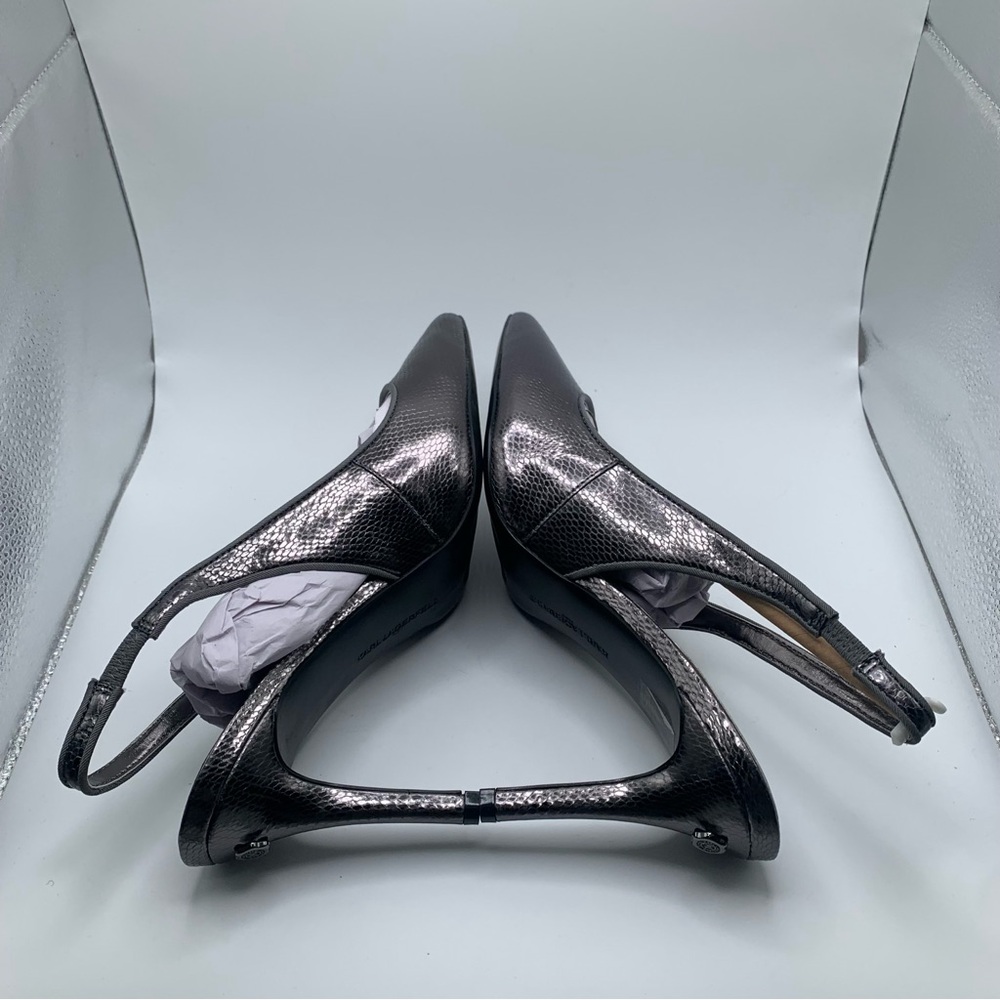 NWB Karl Lagerfeld Rosalyn Slingback Pump dark slate snake print size 10M EU 41 - Picture 8 of 9